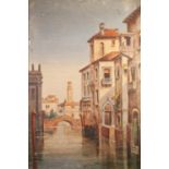 BRITISH SCHOOL (LATE 19th CENTURY) OIL PAINTING ON CANVAS A pair Venetian back-waters 36" x 24" (