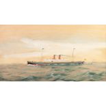 H.P. (NINETEENTH/ TWENTIETH CENTURY) GOUACHE DRAWING, HEIGHTENED IN WHITE ?MAGIC? steam ship