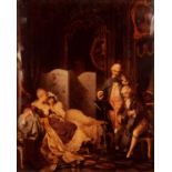 AFTER SCHWER___, CRYSTOLEUM, 18th CENTURY INTERIOR SCENE with two young musicians playing to