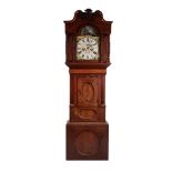 VICTORIAN FIGURED MAHOGANY LONGCASE CLOCK SIGNED A.B. THOMAS, PORTMADOC, the painted 14? dial with