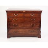 GEORGIAN MAHOGANY CHEST OF DRAWERS, the crossbanded oblong top above an oval paterae inlay to the