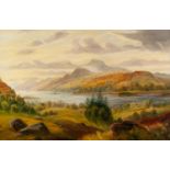 A. Taylor (late 19th/early 20th century) Oil on canvas View of Loch Lomond with Ben Lomond in the