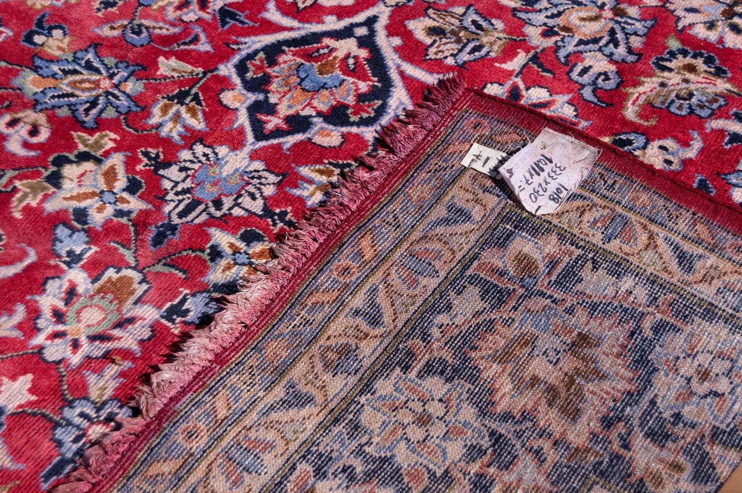 KIRMAN PERSIAN HAND-MADE CARPET with circular petal form centre medallion in midnight blue with - Image 3 of 3