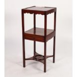 GEORGIAN MAHOGANY THREE TIER SQUARE WASH STAND the top with low gallery border, mid height shelf