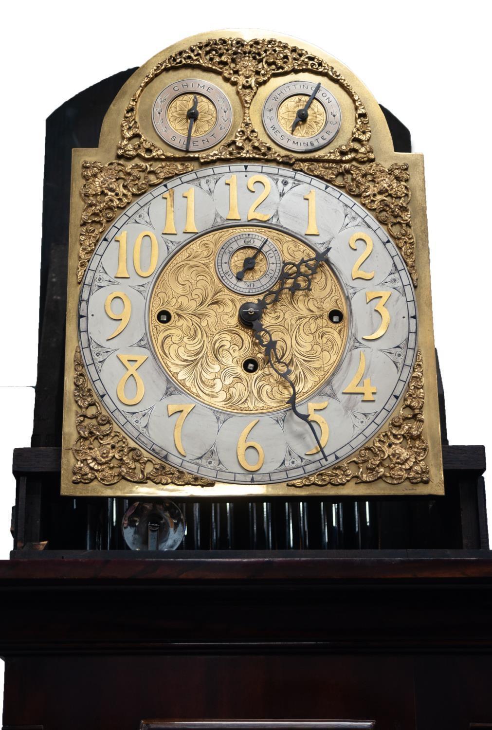 IMPRESSIVE EDWARDIAN MAHOGANY CASED TUBULAR CHIMING LONGCASE CLOCK, the 12? Arabic dial with - Image 2 of 4