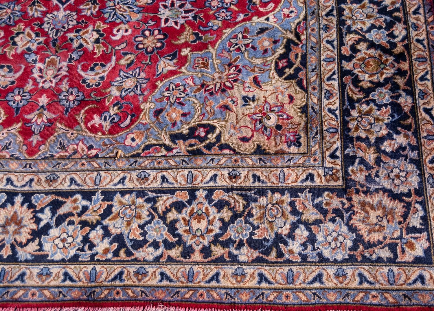 KIRMAN PERSIAN HAND-MADE CARPET with circular petal form centre medallion in midnight blue with - Image 2 of 3