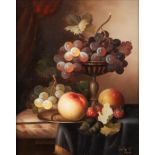 JOHNNY GASTON (Modern) Oil paintings on panel a pair of still lifes of fruit each signed and