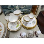 NINETEENTH CENTURY ENGLISH CHINA PART TEA AND COFEEE SERVICE WITH PRINTED AND COLOURED FLORAL