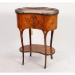 FRENCH TRANSITIONAL STYLE KINGWOOD AND FLORAL MARQUETRY TABLE EN CHIFFONIERE, kidney shaped with