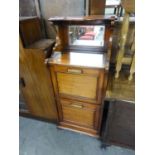 EDWARDIAN MUSIC AND RECORD CABINET, RAISED MIRROR BACK OVER FALL FRONT MUSC COMPARTMENT, OVER FALL