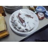 SET OF SIX 'BRITISH ANCHOR' POTTERY FISH PLATES, DECORATED WITH VARIOUS PRINTED FRESHWATER FISH