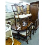 A MAHOGANY REPRODUCTION DINING TABLE AND SIX CHAIRS (4 + 2) (7)