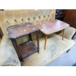 A 1960's COFFEE TABLE AND AN OAK SQUARE TWO TIER COFFEE TABLE (2)