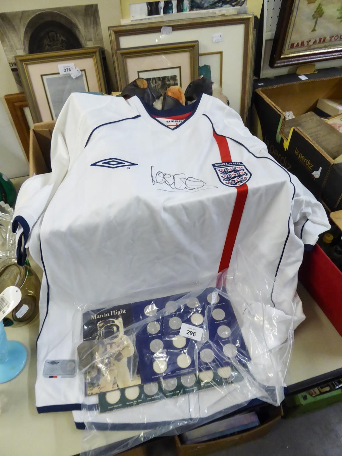 MODERN SIGNED ENGLIAND REPLICA FOOTBALL SHIRT, UMBRO AUTHENTIC LICENCED PRODUCT. TOGETHER WITH