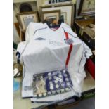 MODERN SIGNED ENGLIAND REPLICA FOOTBALL SHIRT, UMBRO AUTHENTIC LICENCED PRODUCT. TOGETHER WITH