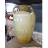 A CANDY AND CO., (NEWTON ABBOT, DEVON) CANDY WARE THREE HANDLED OVOID POTTERY VASE