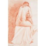 GILLIAN WHITEHEAD (TWENTIETH CENTURY) RED CHALK DRAWING ?Seated Nude? Signed, titled to label