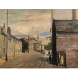 JOHN THOMPSON (1924-2011) WATERCOLOUR Bygone Street Scene with tram Signed 10 ½? x 13 ½? (26.7cm x