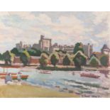 HARRY RUTHERFORD (1903 - 1985) OIL PAINTING ON CANVAS 'View of Windsor Castle over the Thames' 16" x