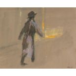 ?HAROLD RILEY (1934) PASTEL DRAWING Jewish man walking Signed and dated (19)?68 8? x 10? (20.3 x
