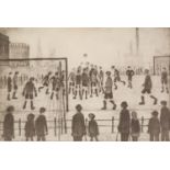 ?LAURENCE STEPHEN LOWRY (1887-1976) ARTIST SIGNED LIMITED EDITION OF A PRINT DRAWING "THE FOOTBALL