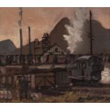ROGER HAMPSON (19125 - 1996) OIL PAINTING ON BOARD 'Pontypridd Colliery' Signed lower right,