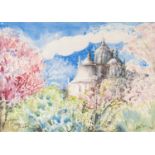 KENNETH LAWSON (1920-2008) WATERCOLOUR AND WAX 'Blossom and Bright Cloud' Tavira, Algarve,