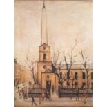 L.S. LOWRY (1887 - 1976) LIMITED EDITION COLOUR PRINT 'St Luke's Church' Numbered in pencil 410/1500