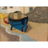 MARGO INGHAM (1918-1978) OIL ON BOARD ?The Blue Boat? Incised signature and dated (19)47 11? x