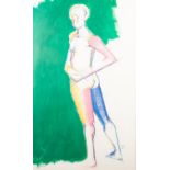 DAWN ROWLAND (20th/21st CENTURY) MIXED MEDIA ON PAPER Standing nude figure Signed and dated (19)84