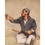 ?HAROLD RILEY (1934) OIL PAINTING ?The blind Jewish beggar? 18 ½? x 15? (46.9 x 38.1cm)