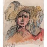 ALBERT du MESNILDOT (1922-1990) PEN AND WASH Three bust portraits Signed 4 ½? x 3 ¾? (11.4cm x 9.