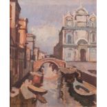 HARRY RUTHERFORD (1903 - 1985) OIL PAINTING ON BOARD 'Schola Grand di San Marco, Venice' Signed