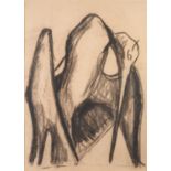 JONATHON KINGDON (1937) CHARCOAL DRAWING ON BUFF PAPER 'Pelican' Unsigned 23" x 16 1/2" (58.5 x