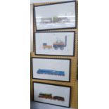 GEOFFREY KNIGHT, SET OF FOUR SIGNED RAILWAYANA PRINTS, CITY OF TRURO, MALLARD, STIRLING NO. 1