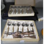 TWO BOXED SETS OF 'PRINZ' TABLE CUTLERY - TEASPOONS, CAKE FORKS AND SET OF 6 LOOSE CAKE FORKS, TWO