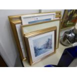 THREE BOB RICHARDSON, SIGNED COLOUR PRINTS AND THREE OTHER PICTURES