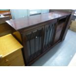 GEORGIAN STYLE MAHOGANY DWARF BOOKCASE, WITH TWO ASTRAGAL GLAZED DOORS, AND A NINETEENTH CENTURY