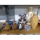 VICTORIAN IRONSTONE CHINA JUG AND BOWL AND 8 OTHER ITEMS VARIOUS