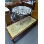 THREE 1960's/60's COFFEE TABLES, TO INCLUDE; A RECTANGULAR TILED TOP COFFEE TABLE, ANOTHER