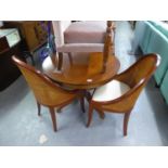 ROSSMORE MAHOGANY CIRCULAR BREAKFAST TABLE, ON COLUMN AND QUARTETTE SUPPORTS AND A PAIR OF SINGLE