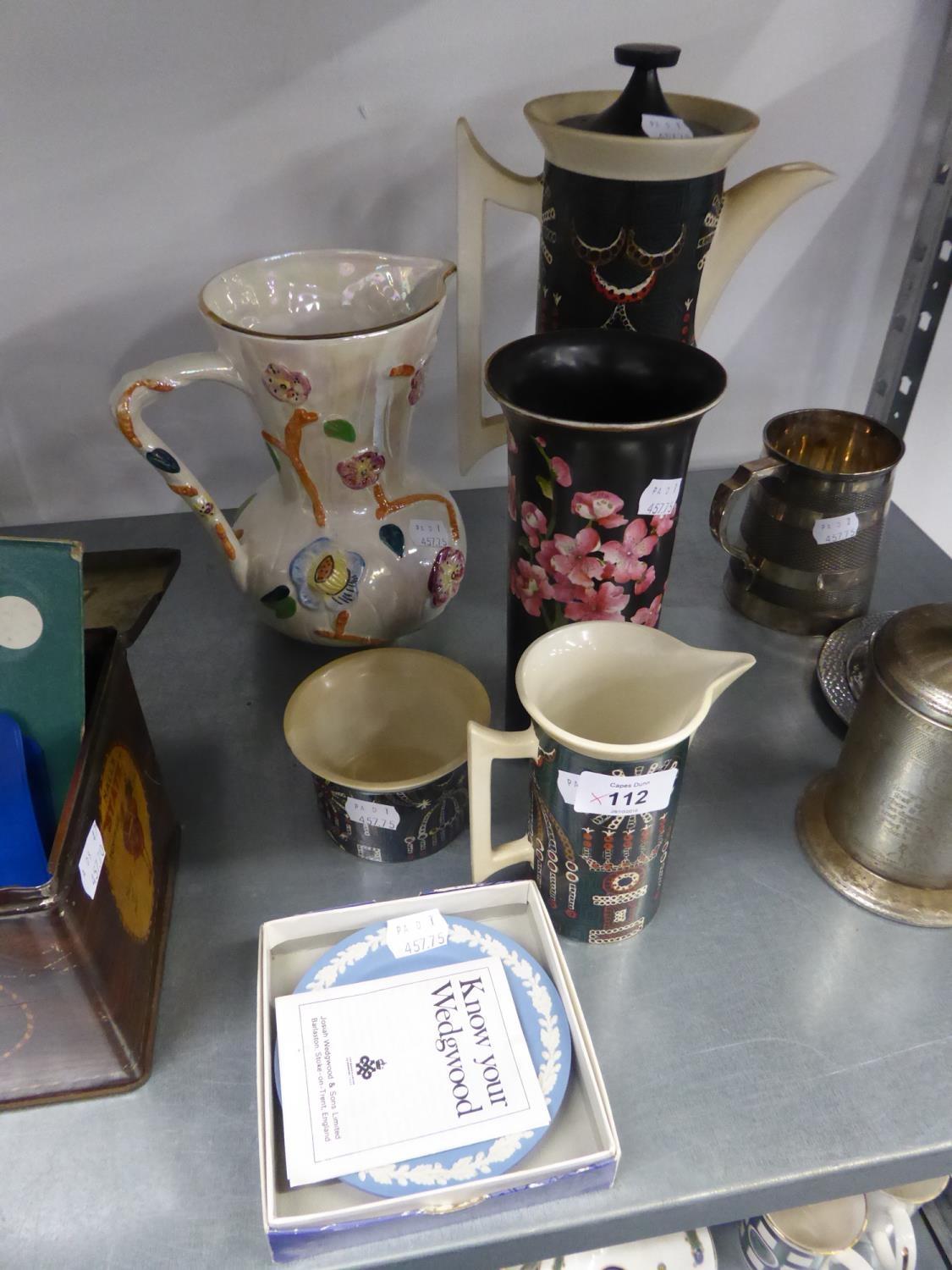 SMALL SELECTION OF CERAMICS TO INCLUDE PORTMERION, 'MAGIC CITY' BY SUSAN ELLIS, COFFEE POT, SUGHAR