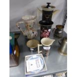 SMALL SELECTION OF CERAMICS TO INCLUDE PORTMERION, 'MAGIC CITY' BY SUSAN ELLIS, COFFEE POT, SUGHAR