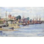 LUCY VARLEY (LATE NINETEENTH CENTURY) WATERCOLOUR DRAWING 'High Tide, Maldon, Essex' signed,