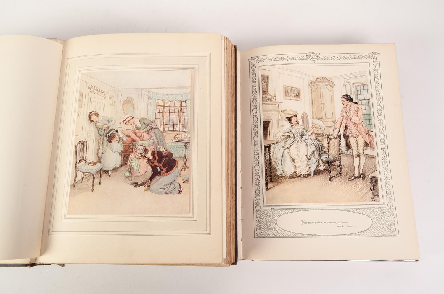 HUGH THOMSON ILLUSTRATIONS - GOLDSMITH'S SHE STOOPS TO CONQUER with twenty five coloured plates, - Image 2 of 3