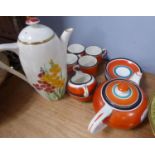 A.E. GRAY &Co Ltd, FOURTEEN PIECE 'SUSIE COOPER WARE', POTTERY PART TEA SERVICE, banded in orange,