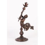 19th CENTURY OXYDISED COPPER TABLE CENTRE FLOWER EPERGNE, the column as the figure of a merman