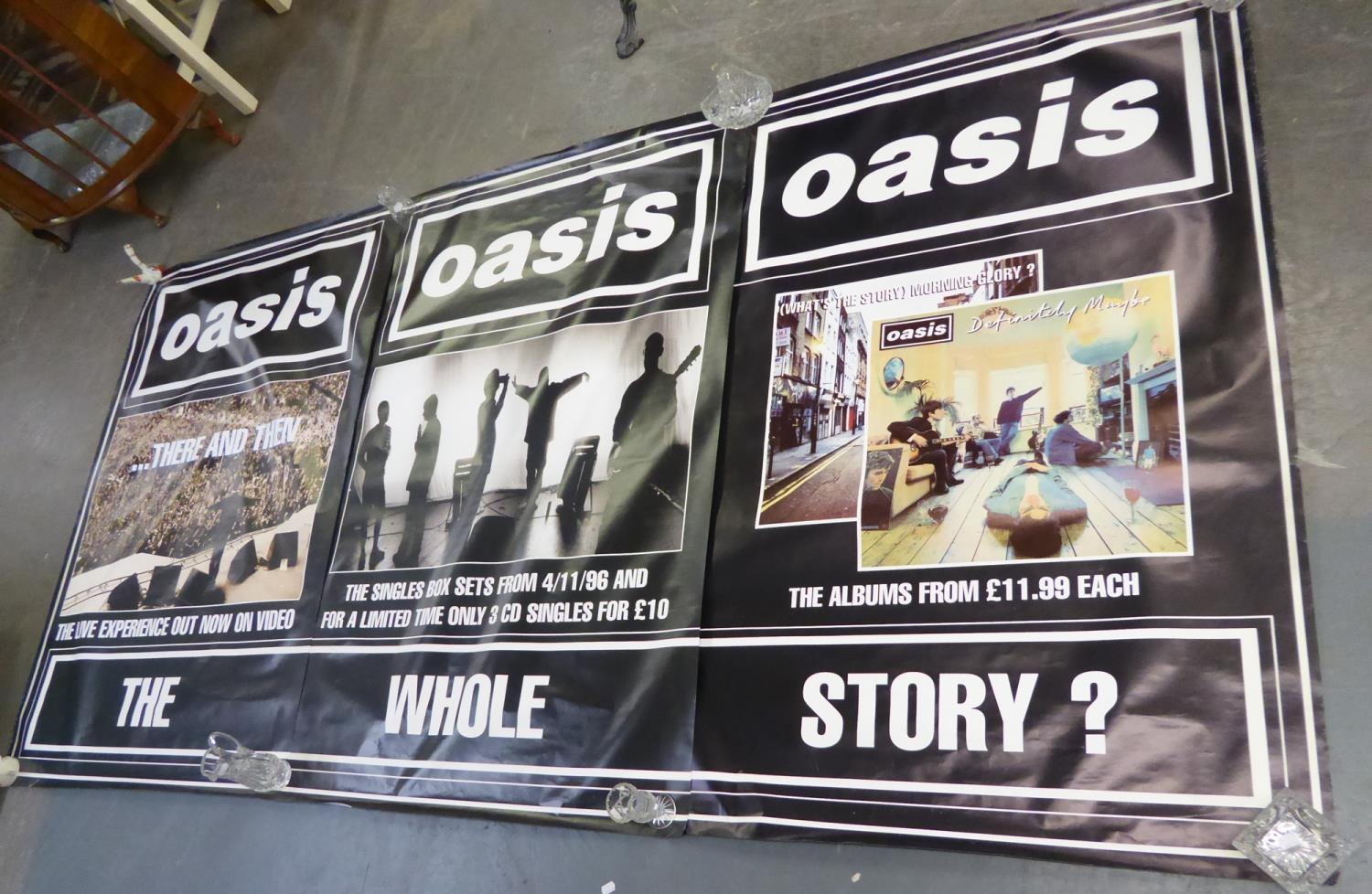 OASIS 'THE', 'WHOLE', 'STORY', SET OF THREE LARGE ADVERTSING POSTERS, each, 60" x 39" (152.4cm x