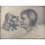 AFTER JEAN-JACQUES DE BOISSIEU (1736-1810), ETCHING, head study of an old man and woman, 4" x 5 1/2"