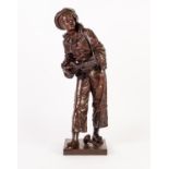 EUTROPE BOURET (1833-1906), BRONZE FIGURE OF A PIERROT PLAYING A MANDOLIN, 'AU CLAIR DE LUNE', on